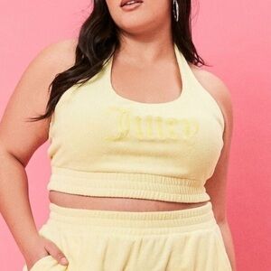 NWT Juicy Couture/Forever 21 Yellow Terry Cloth Cropped Halter Top Size 2X